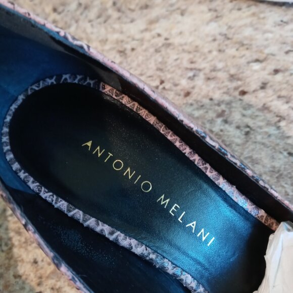 Antonio Melani Pink Snake Skin Bowtique Peep Toe Heels NIB - Picture 5 of 11